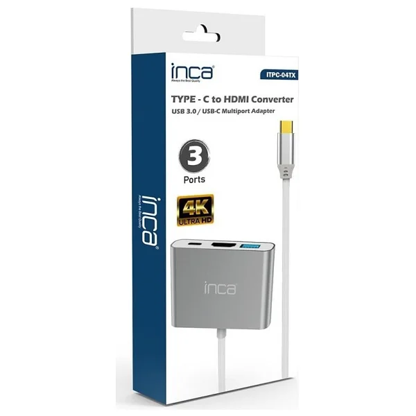 Inca Type-C Hub X4 Hdmı 4k@30 Hz+ USB 2.0+Pd Aluminyum Kasa - Görsel 4