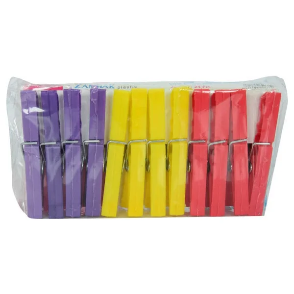 Plastik Çınar Çamaşır Mandalı 24 Adet Karışık Renk Zp-142 - Görsel 3