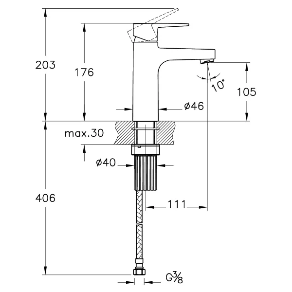 Artema Shift T30 A4368936 Yüksek Mat Siyah Lavabo Bataryası - Görsel 5