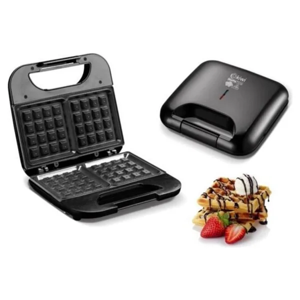 Kiwi Kare Waffle Makinesi 750w - Yapışmaz Kaplama, Termostat Kontrollü, Kaymaz Ayaklar Ve El Yakmayan Tutma Yeri İle - Siyah - Görsel 5