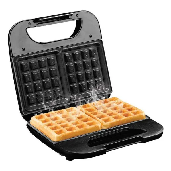 Kiwi Kare Waffle Makinesi 750w - Yapışmaz Kaplama, Termostat Kontrollü, Kaymaz Ayaklar Ve El Yakmayan Tutma Yeri İle - Siyah - Görsel 2