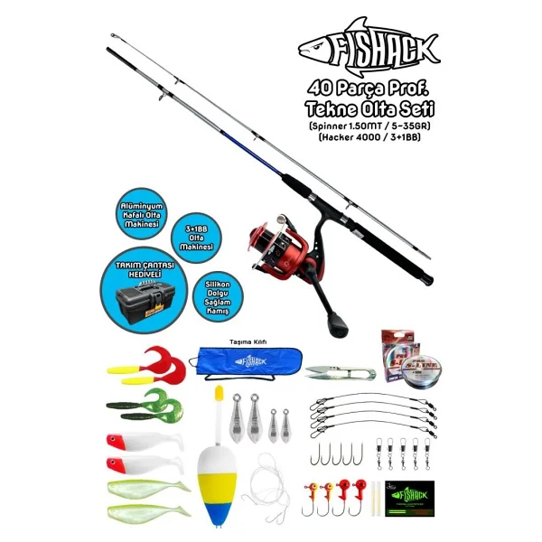 Fishack 40 Parca Profesyonel Tekne Olta Seti - 1.50mt/3+1bb - Görsel 2