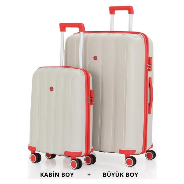 Mçs V305 Polipropilen Kabin + Büyük Boy Kemik Mercan 2'li Valiz Seti - Görsel 6