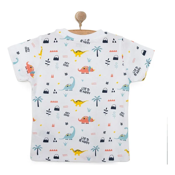 Hellobaby Erkek Bebek Basic Tişört Dinozor Desenli Bisiklet Yaka Kısa Kol Beyaz 2 Yaş - Görsel 2