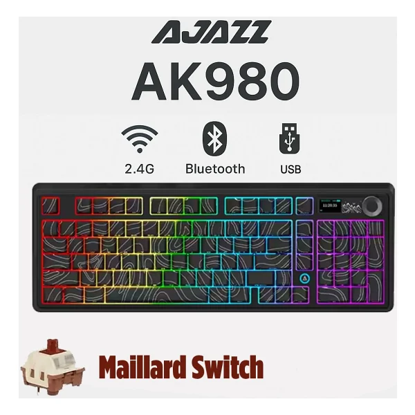 Ajazz Ak980 RGB Gift Switch Kablolu/Kablosuz Mekanik Oyuncu Klavyesi - Görsel 8
