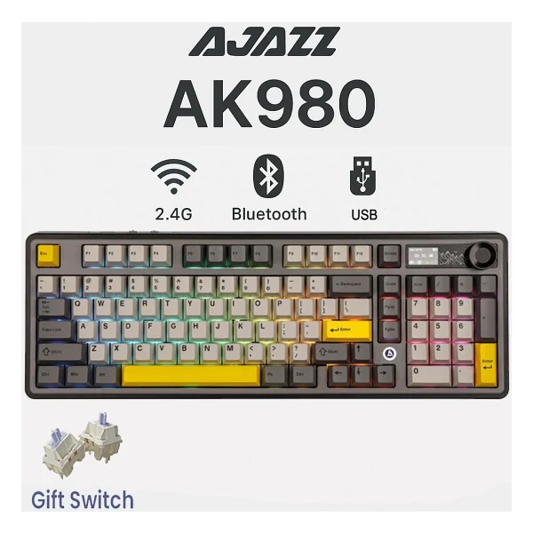 Ajazz Ak980 RGB Gift Switch Kablolu/Kablosuz Mekanik Oyuncu Klavyesi - Görsel 9