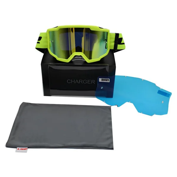 Ls2 Charger Goggles Motokros Gözlük (Irıdıum Camlı) Neon Sarı - Görsel 4