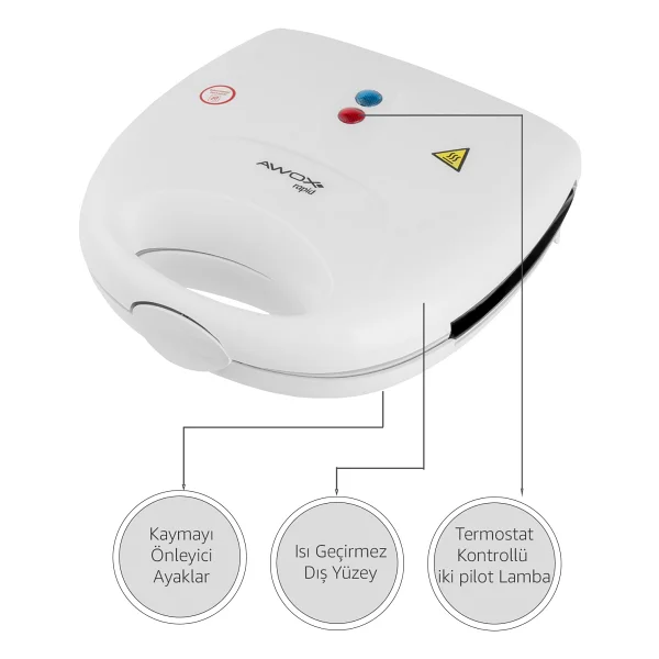 Awox Rapid Tost 750 W Mini Tost Makinesi - Görsel 2