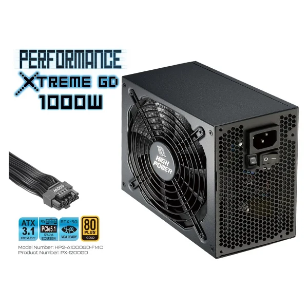 High Power Performance Xtreme Gold Hp2-A1000gd-F14c Gen5.1 1000 W Power Supply - Görsel 2