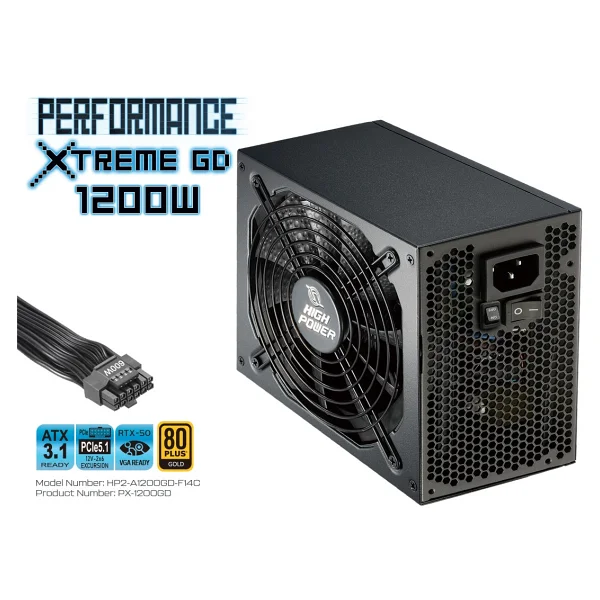 High Power Performance Xtreme Gold Hp2-A1200gd-F14c Gen5.1 1200 W Power Supply - Görsel 2