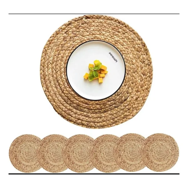 Supla Hasır Jüt Supla 6'lı Set Amerikan Servis Hasır 32 Cm Çap Supla - Kahverengi - 32,5 X 32,5 Cm - Görsel 5
