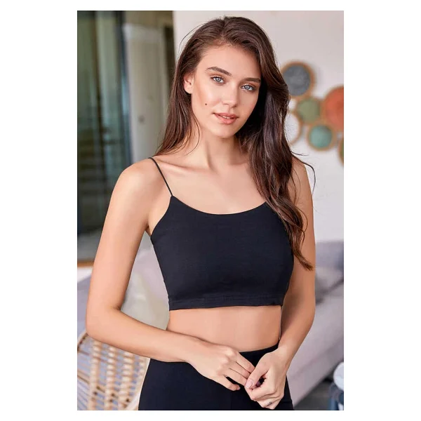 Berrak 8031 Kadın Ip Askılı Yarım 3 Lü Atlet Büstiyer - Siyah - L - XL - Görsel 5
