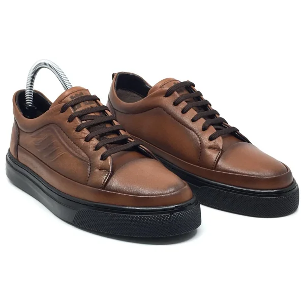 Taşpınar %100 Hakiki Deri Erkek Yazlık Ortopedik Rahat Günlük Yeni Sezon Sneaker Ayakkabı 40-44 - Taba - 43 - Görsel 8
