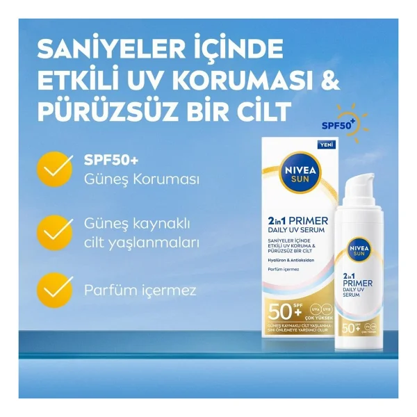 Nivea Sun Spf50 Primer Nemlendirici Makyaj Bazı 30ml Ve Luminous630 Skin Glow Peeling Etkili Tonik 100ml - Görsel 2