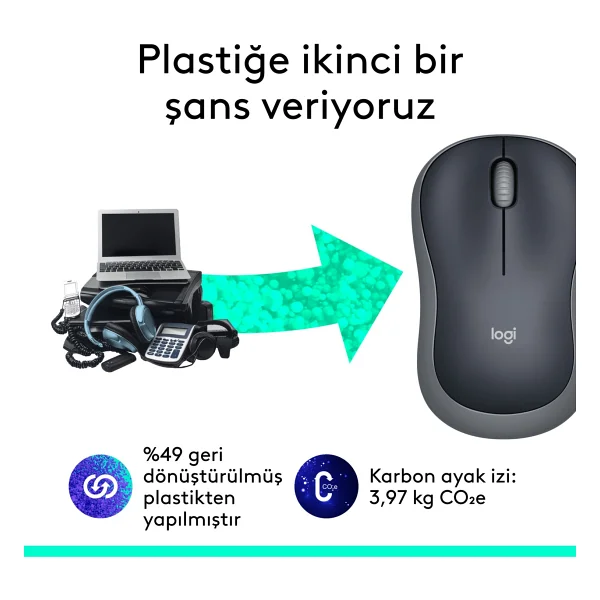 Logitech M185 910-002235 Gri Optik Kablosuz Mouse - Görsel 5