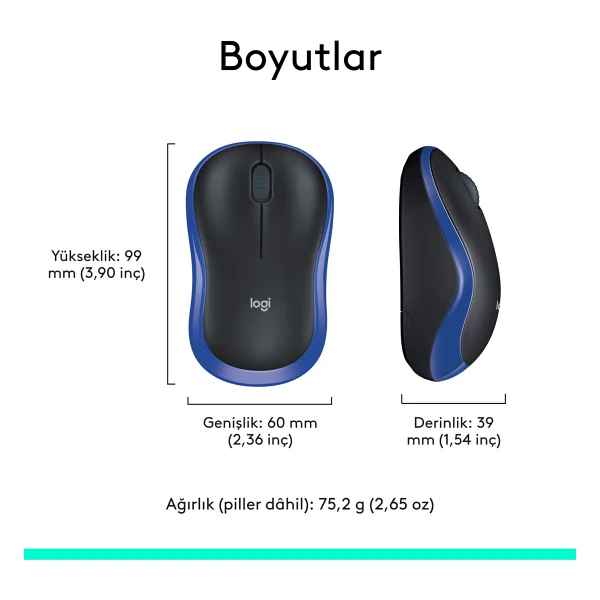 Logitech M185 910-002236 Mavi Optik Kablosuz Mouse - Görsel 10