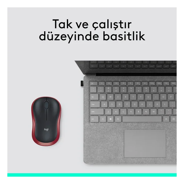 Logitech M185 910-002237 Kırmızı Optik Kablosuz Mouse - Görsel 10