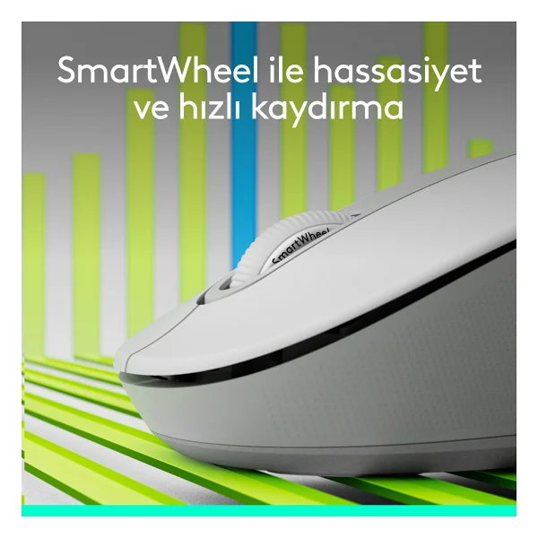 Logitech M650 Signature 910-006238 Beyaz Sessiz Büyük Boy Sağ El Optik Kablosuz Mouse - Görsel 2