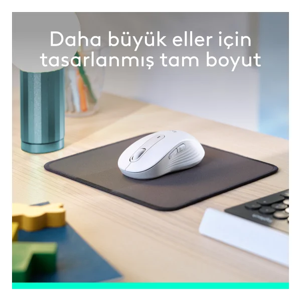 Logitech M650 Signature 910-006238 Beyaz Sessiz Büyük Boy Sağ El Optik Kablosuz Mouse - Görsel 3