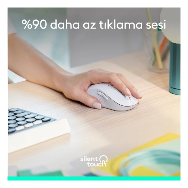 Logitech M650 Signature 910-006238 Beyaz Sessiz Büyük Boy Sağ El Optik Kablosuz Mouse - Görsel 4