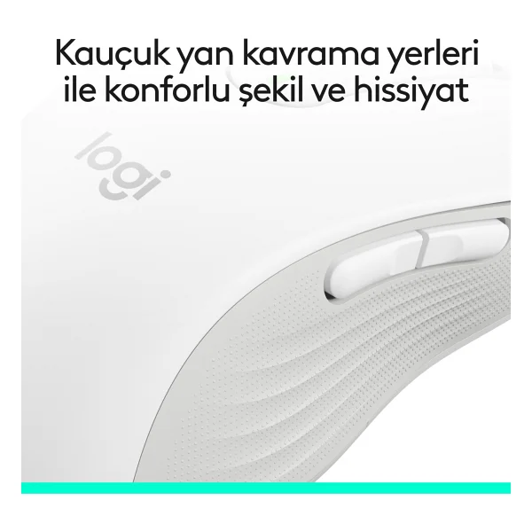 Logitech M650 Signature 910-006238 Beyaz Sessiz Büyük Boy Sağ El Optik Kablosuz Mouse - Görsel 6