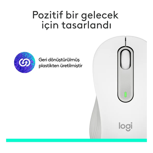 Logitech M650 Signature 910-006238 Beyaz Sessiz Büyük Boy Sağ El Optik Kablosuz Mouse - Görsel 8
