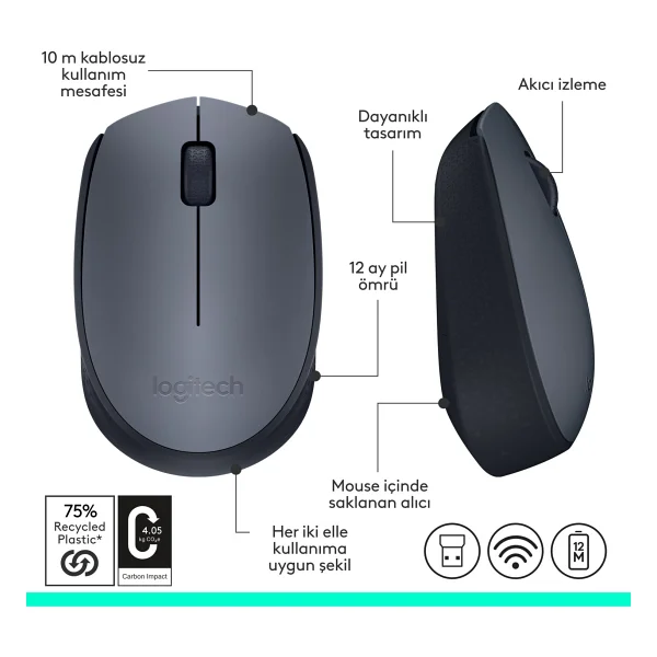 Logitech M170 Optik Wireless Mouse - Görsel 8