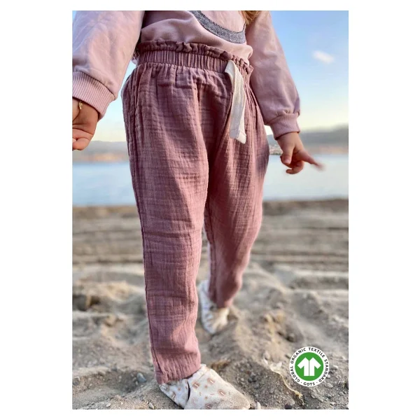 Cigit Organic Beli Fırfırlı Geniş Kesim Müslin Pantolon 1-8 Yaş Bakır - 12 - 18 Ay - Görsel 5