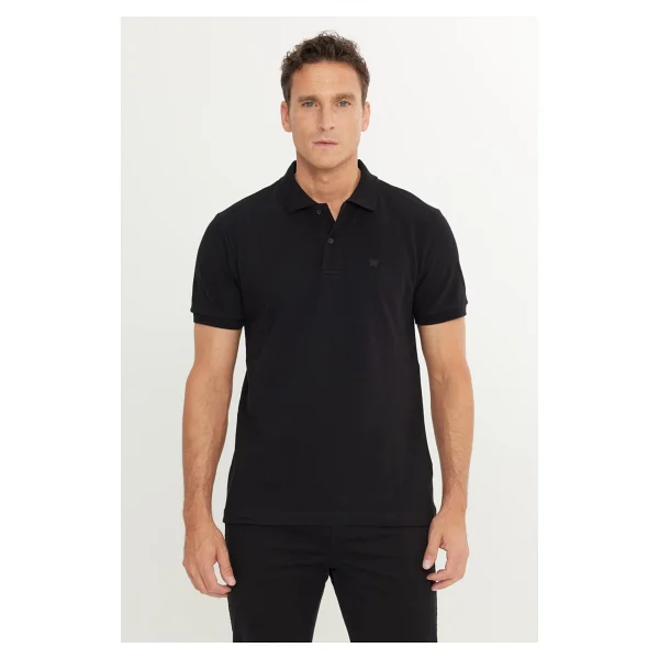 Wrangler Regular Fit Normal Kesim %100 Pamuk Polo Yaka Siyah Tişört - Görsel 2