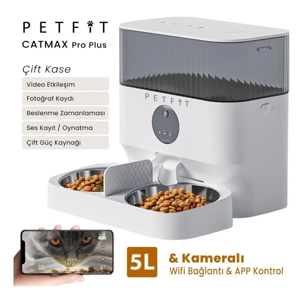 Petfit Catmax Pro Plus 5 Lt Kameralı Akıllı Otomatik Mama Kabı - Görsel 6