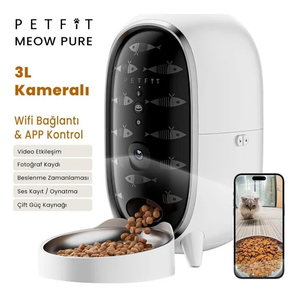 Petfit Meow Pure 3 Lt Kameralı Akıllı Otomatik Mama Kabı - Görsel 6