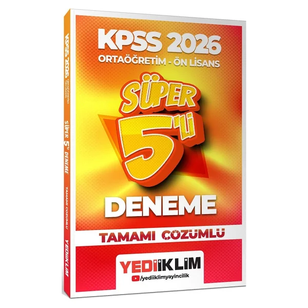 Yediiklim Yayınları 2026 Kpss Ortaöğretim Önlisans Genel Yetenek Genel Kültür Tamamı Çözümlü Süper 5 Deneme - Görsel 2