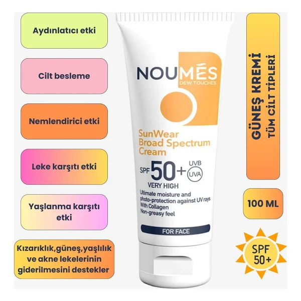 Noumes Güneş Koruyucu Yüz Kremi Spf50+ 100 Ml - Görsel 2
