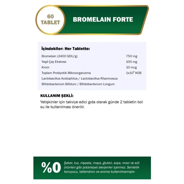 Nutraxin Bromelain Forte 60 Tablet - Görsel 3