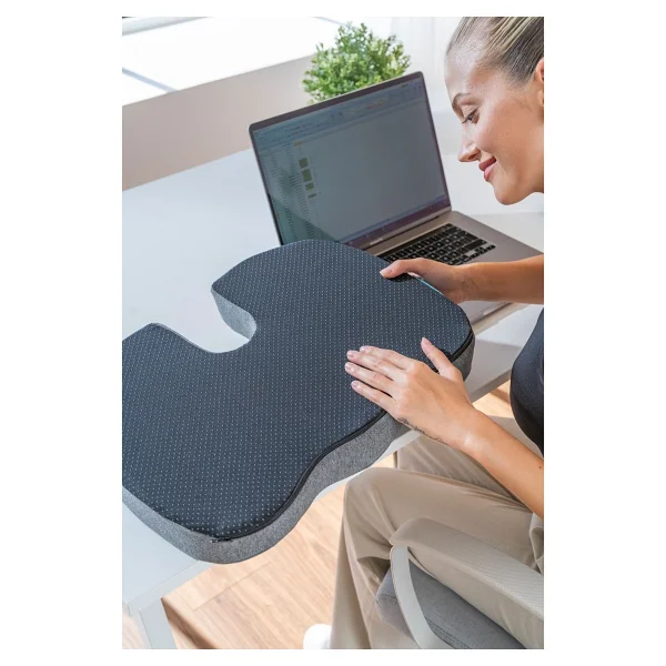 Softlife Coxygel Serinleten Visco Oturma Minderi Jelli Ortopedik Coccyx Kuyruk Sokumu Minderi 45x34x7cm - 45 X 35 Cm - Gri - Görsel 6