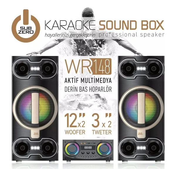 Subzero Wr148 Profosyonel Işıklı Derin Bass Multimate Spekaer - Siyah - Görsel 2
