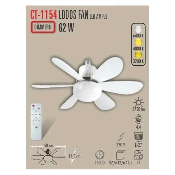 Cata 30w LED Aydınlatmalı Sanayi Tipi 5 Pervaneli Tavan Vantilatörü Pratik Ve Şık Kullanım Alanı - Görsel 3