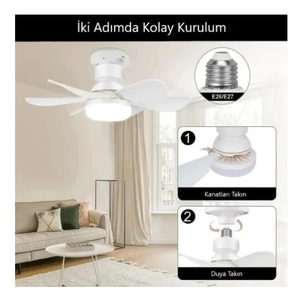 Cata 30w LED Aydınlatmalı Sanayi Tipi 5 Pervaneli Tavan Vantilatörü Pratik Ve Şık Kullanım Alanı - Görsel 5