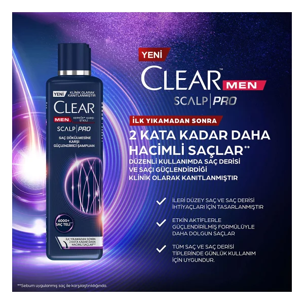 Clear Men Scalp Pro 300 Ml Saç Dökülmesine Karşı Şampuan - Görsel 3