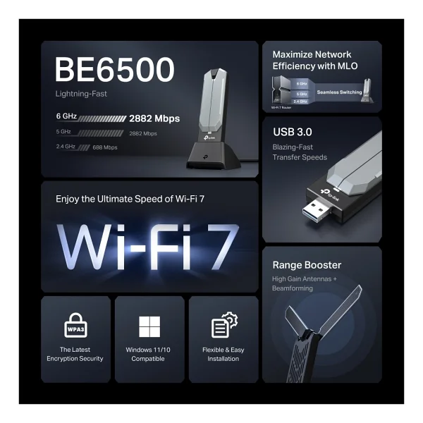 Tp-Link Archer Tbe400uh 6500 Mbps Kablosuz Ağ Adaptörü - Görsel 4