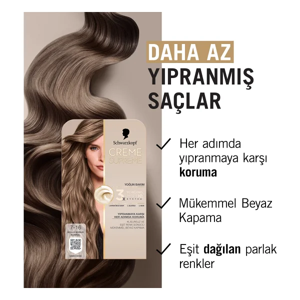 Schwarzkopf Creme Supreme 7.16 Küllü Soğuk Kumral Saç Boyası - Görsel 4