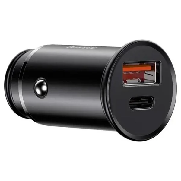 Baseus 30w Circular Metal USB-A+ USB-C Araç Hızlı Şarj Cihazı - Siyah - Görsel 2