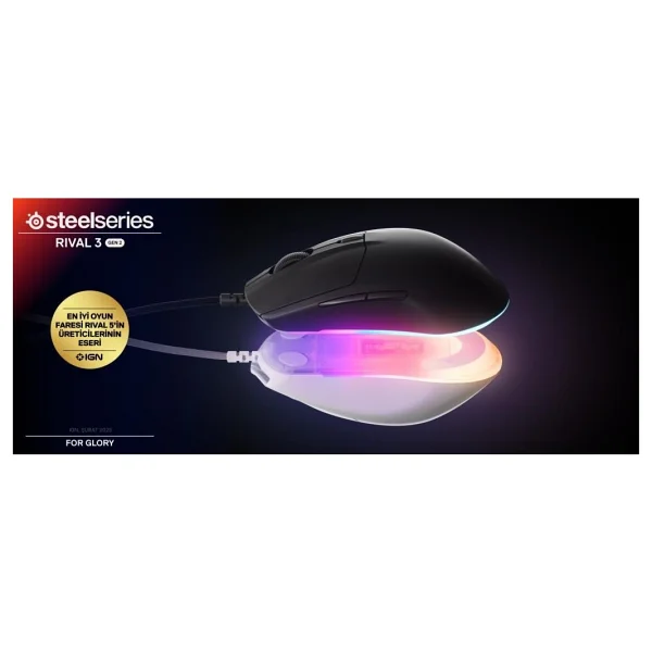Steelseries Rival 3 Gen 2 Siyah RGB Optik Kablolu Oyuncu Mouse - Görsel 3