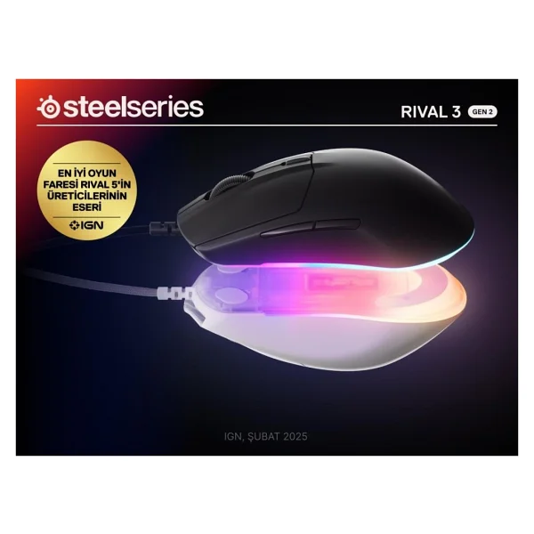 Steelseries Rival 3 Gen 2 Siyah RGB Optik Kablolu Oyuncu Mouse - Görsel 4