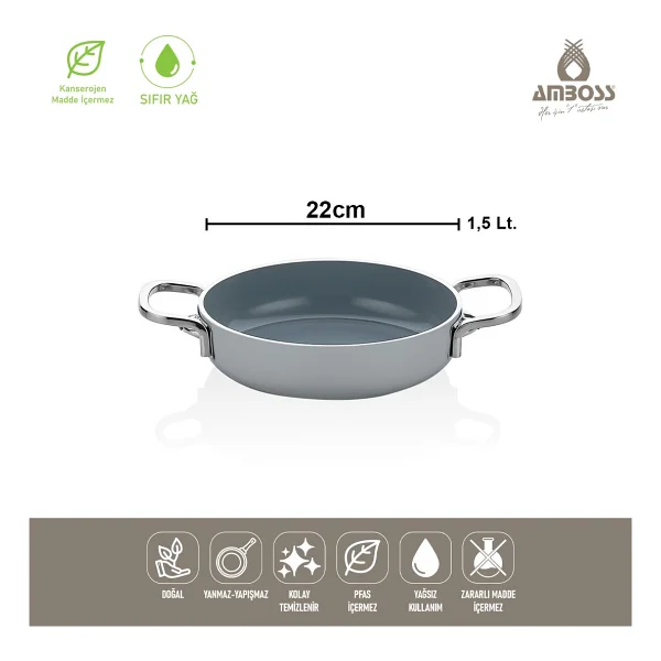 Amboss Sera Nova Gri 22 Cm Seramik Sahan - Görsel 5