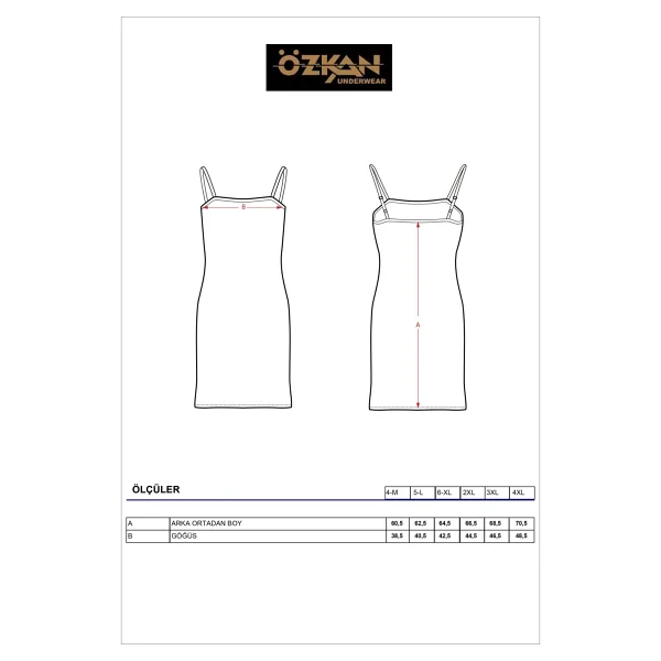 Özkan Underwear 7126 Kadın İp Askılı Viskon Atlet Kombinezon Jüpon Astar - Siyah - Görsel 5