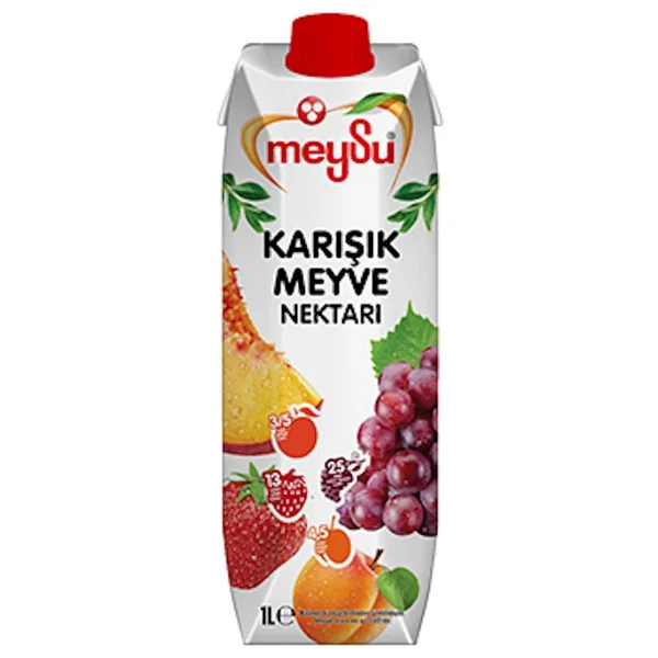 Meysu Meyve Nektarı 1 Lt X 4 Adet (Kayısı, Vişne, Şeftali, Karışık Meyve) - Görsel 2