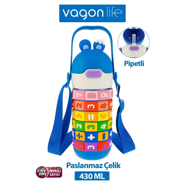 Vagonlife Vgn30031 Pembe 430 Ml Pipetli Çelik Matara - Görsel 6