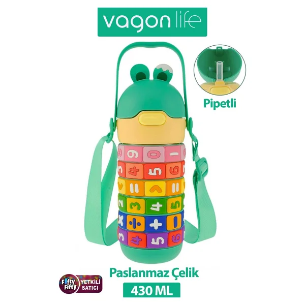 Vagonlife Vgn30031 Pembe 430 Ml Pipetli Çelik Matara - Görsel 8