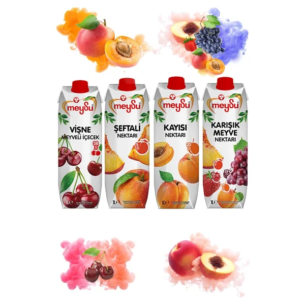 Meysu Meyve Nektarı 1 Lt X 4 Adet (Kayısı, Vişne, Şeftali, Karışık Meyve) - Görsel 6